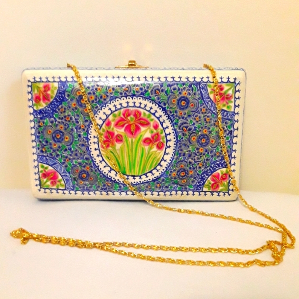 GORGEOUS HANDPAINTED PAPER MARCHE CLUTCH/PURSE